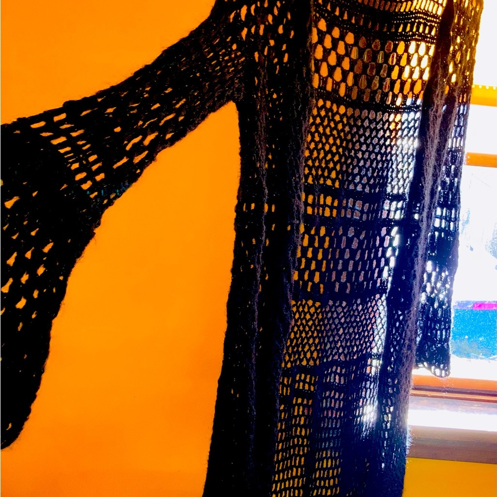 PURE siLk/mohair long seXy black sweater